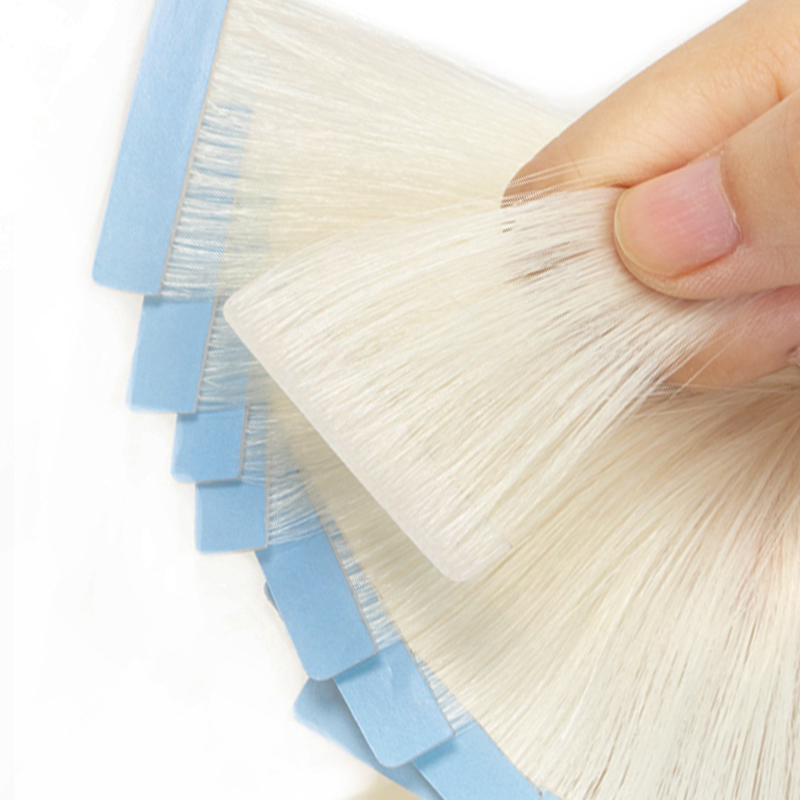 Invisible Tape In Extensions Real Hair - エクステンションの見えないテープ、人間の髪の毛のインジェクション、ヘアエクステンション、PU weft、ヘアのテープ、 #60プラチナブロンド、10ピース/パック