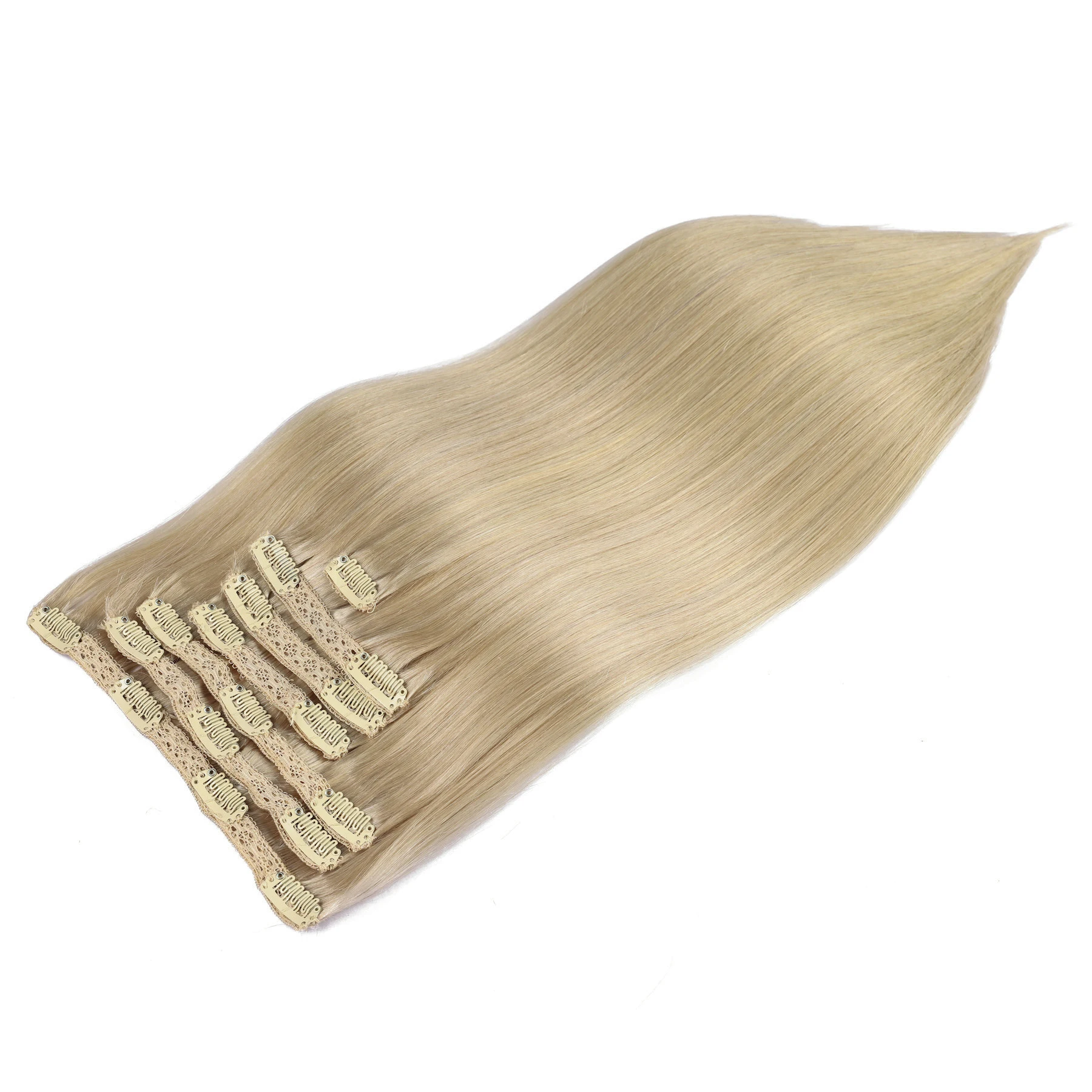 Seamless Clip In Hair Extensions Human Hair - ナチュラルブラックストレートPUクリップ式ヘアエクステンション 100%人毛 100g/セット 7枚のシームレスで目立たないウェフト 女性用