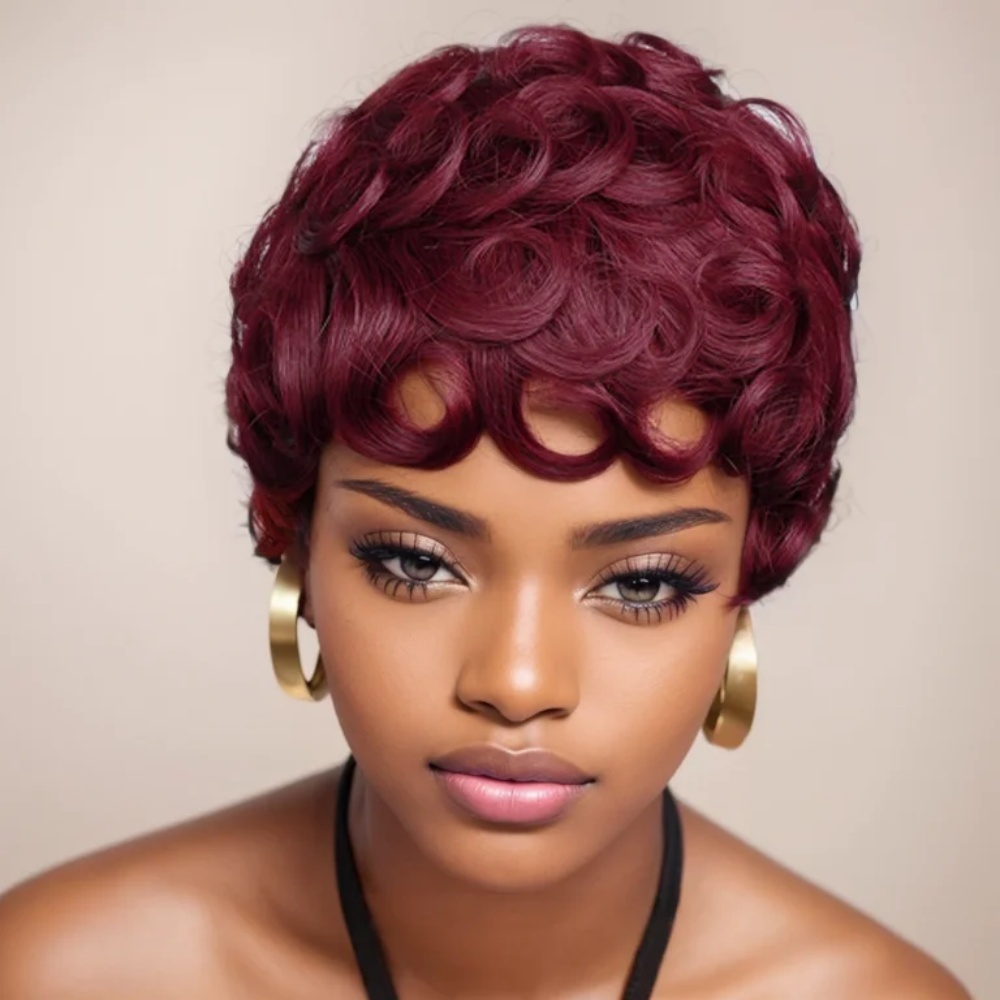 Short Pixie Cut Wig Human Hair Cheap - 99Jピクシーカットウィッグ人毛ショートカーリー人毛ウィッグ女性用150%密度マシンメイド格安ウィッグ在庫処分セール