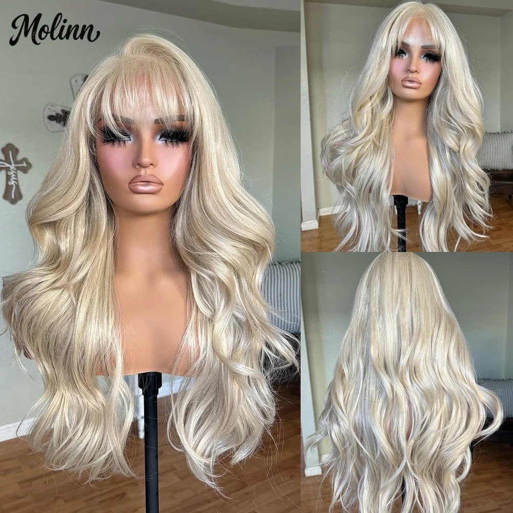 613 Blonde Body Wave Lace Front Wig - バングス613ブロンドボディウェーブレースフロントウィッグ13x4 HD透明フリーパート合成＆ブレンドレースウィッグ初心者向け普段使い