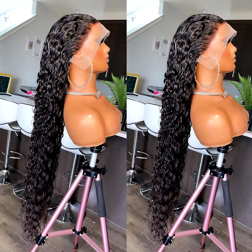Lace Front Wigs - 42インチ ブラジリアンバージン人毛 ジェリーカーリーウェーブ 13x6 レースフロントウィッグ ブラジリアン
