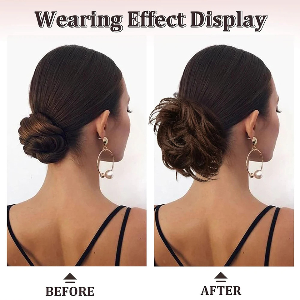 女性用合成カーリーパン,ポニーテールエクステンション,クリッ - Claw Clip Messy Bun Hair Piece のレビューと価格