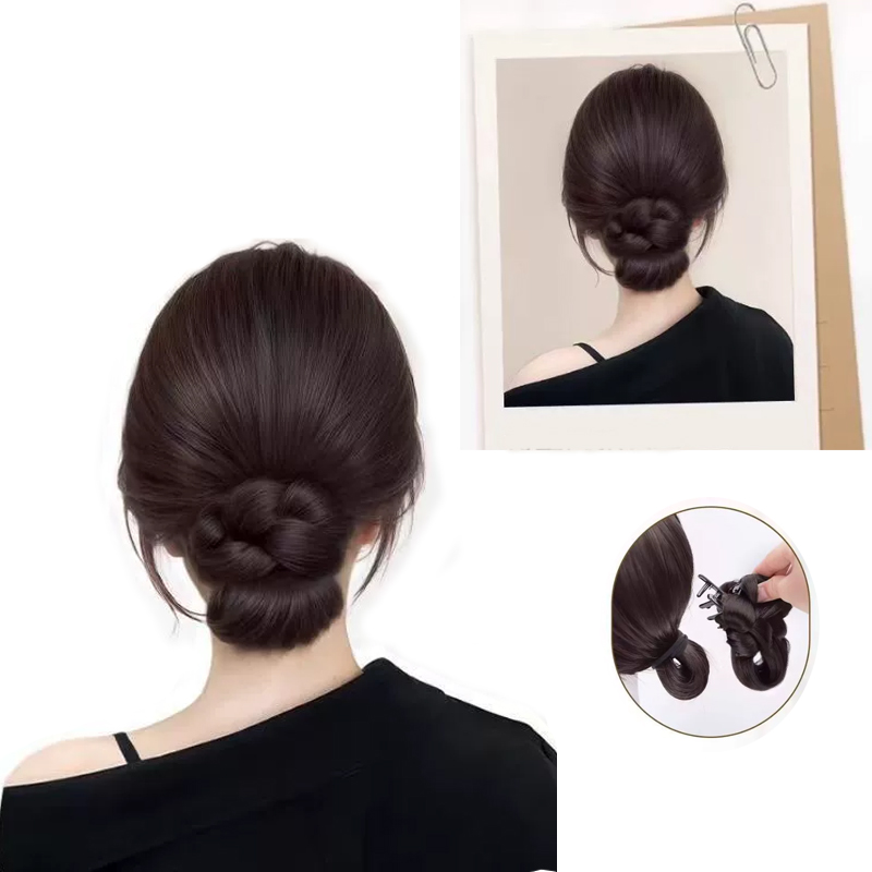 合成毛髪アクセサリーお団子ヘアスタイル、クリップで編み上げた - Claw Clip Messy Bun Hair Piece のレビューと価格