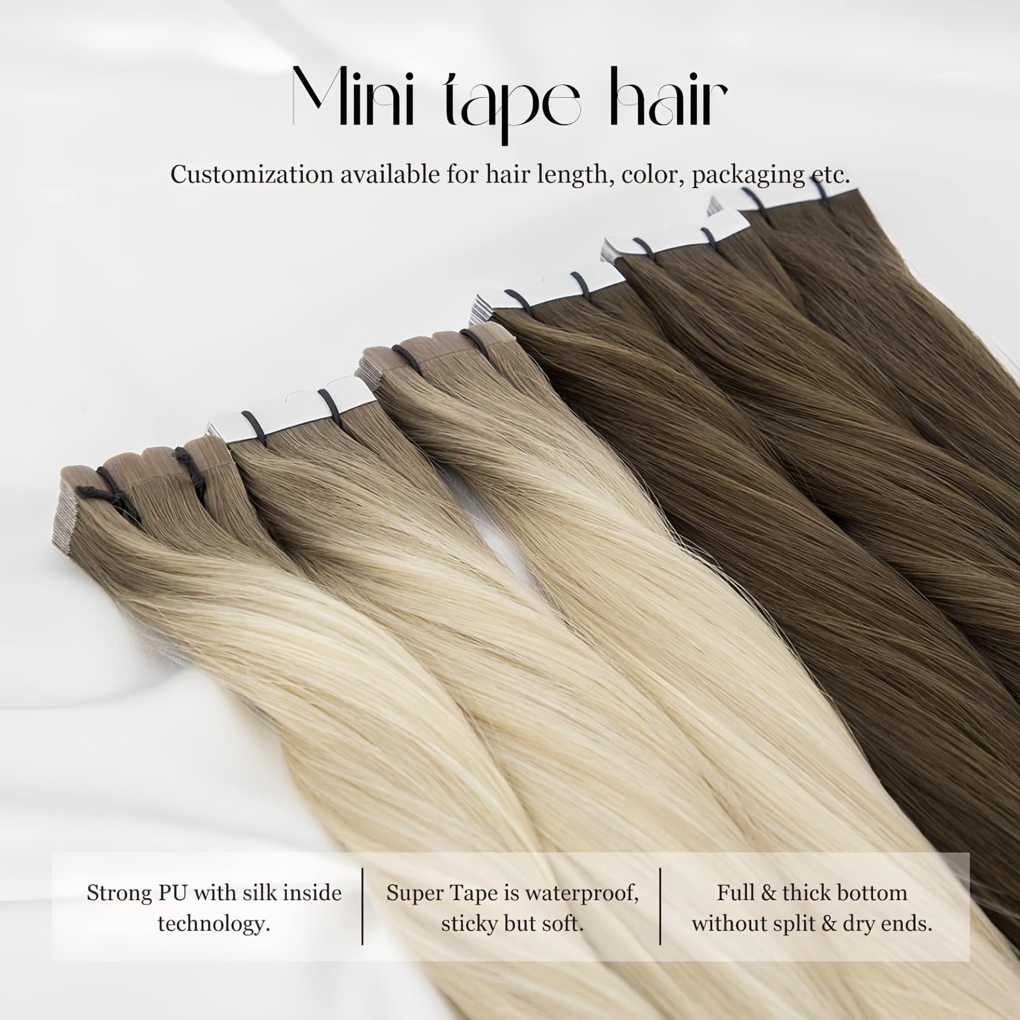 ミニテープ式人毛エクステ ストレート シームレス ミニテープ - Invisible Tape In Extensions Real Hair のレビューと価格