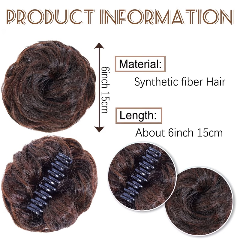 合成素材のメッシーバン、ショートカーリー、爪留め式、エレガン - Claw Clip Messy Bun Hair Piece のレビューと価格