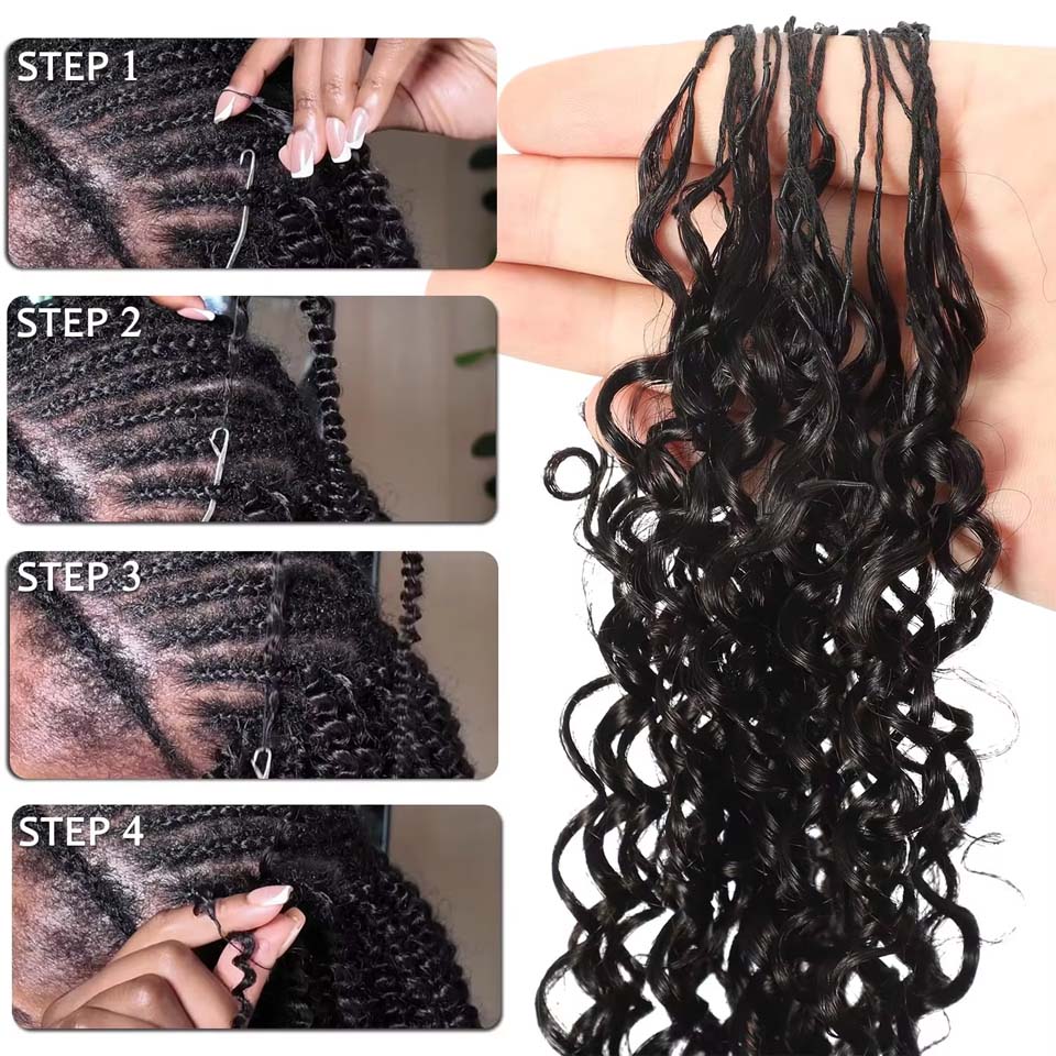 12A バーマカーリーフェザーコロシェット人毛エクステ バー - Invisible Tape In Extensions Real Hair のレビューと価格
