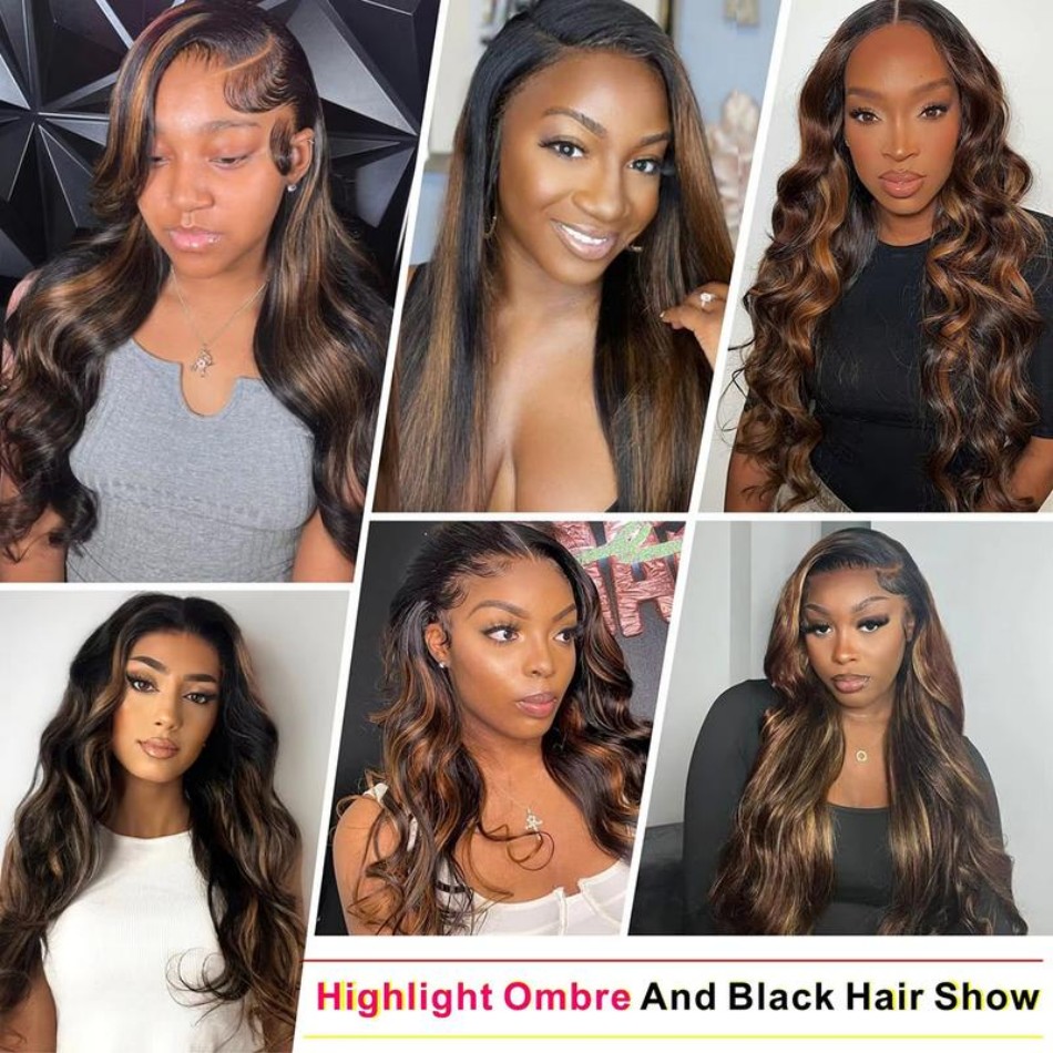 P1B30 ハイライトオンブレボディウェーブ人毛ウィッグ 1 - Hd Lace Frontal Wig Human Hair Pre Plucked のレビューと価格