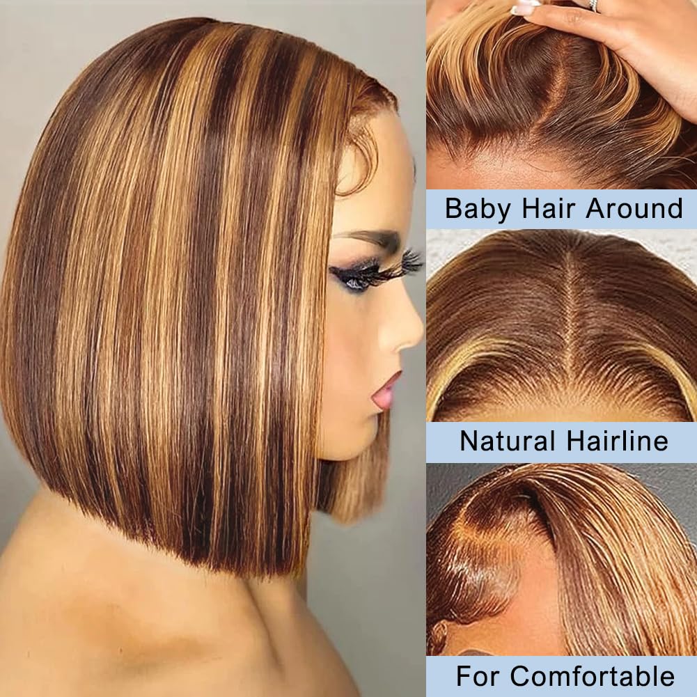 ボブウィッグ 人毛 13x4 HDレースフロント ショートス - Pre Parted 13X4 Lace Front Bob Wig のレビューと価格