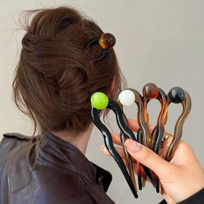 ファッションカラーパール U 字型ヘアスティックヘアピンヘア - Hair Bundles のレビューと価格