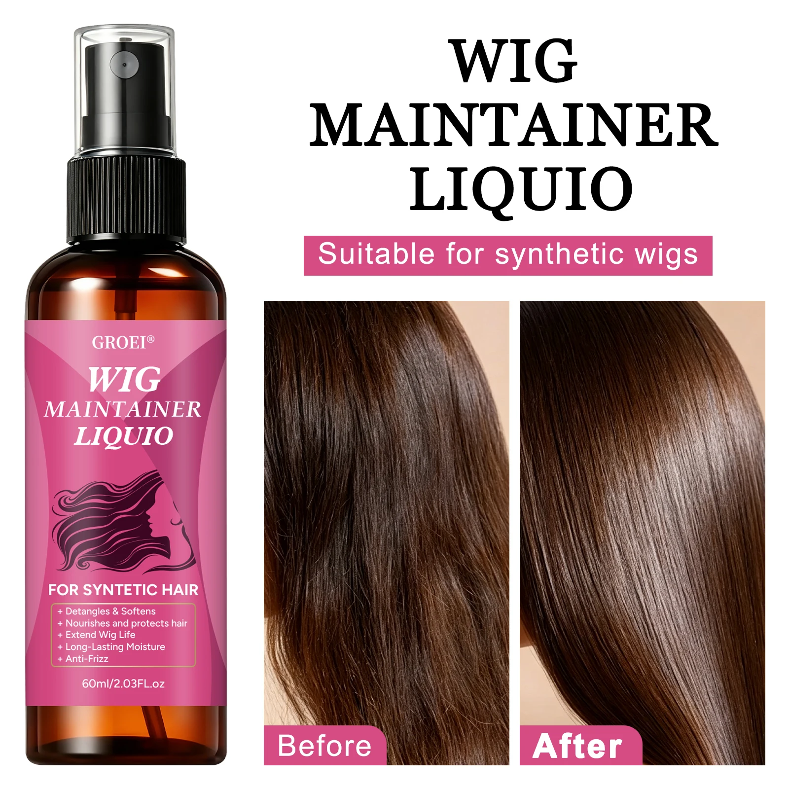 GROEI アンチフリズ ウィッグ メンテナースプレー 60 - Synthetic Wigs のレビューと価格