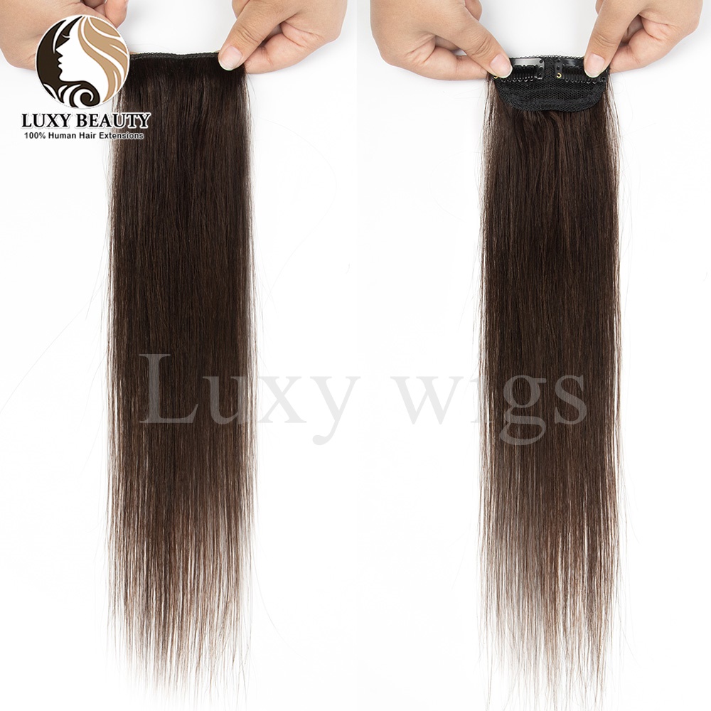 5ピース ショートクリップインヘアエクステ 人毛 ブラウン  - Seamless Clip In Hair Extensions Human Hair のレビューと価格