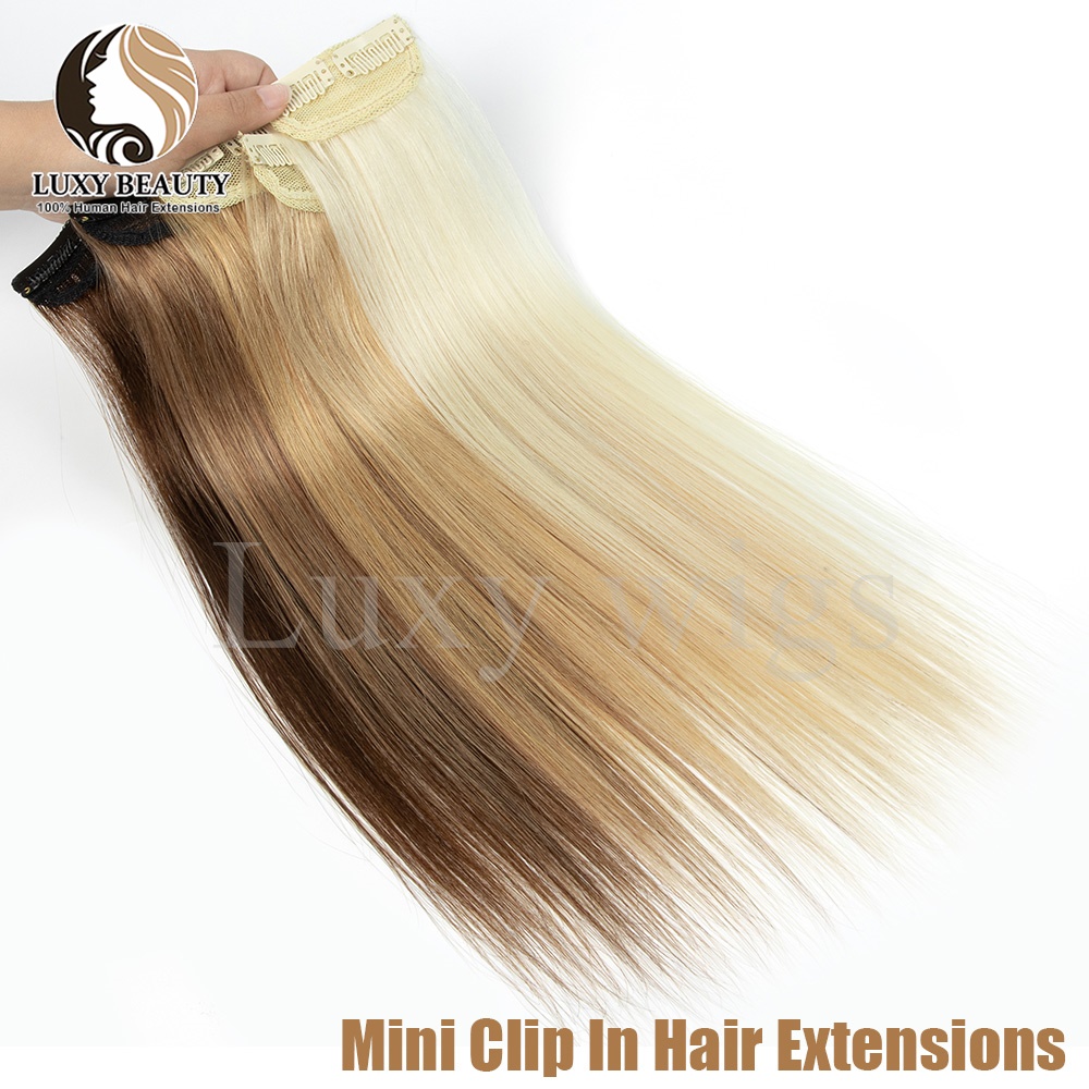 5ピース ショートクリップインヘアエクステ 人毛 ブラウン  - Seamless Clip In Hair Extensions Human Hair のレビューと価格