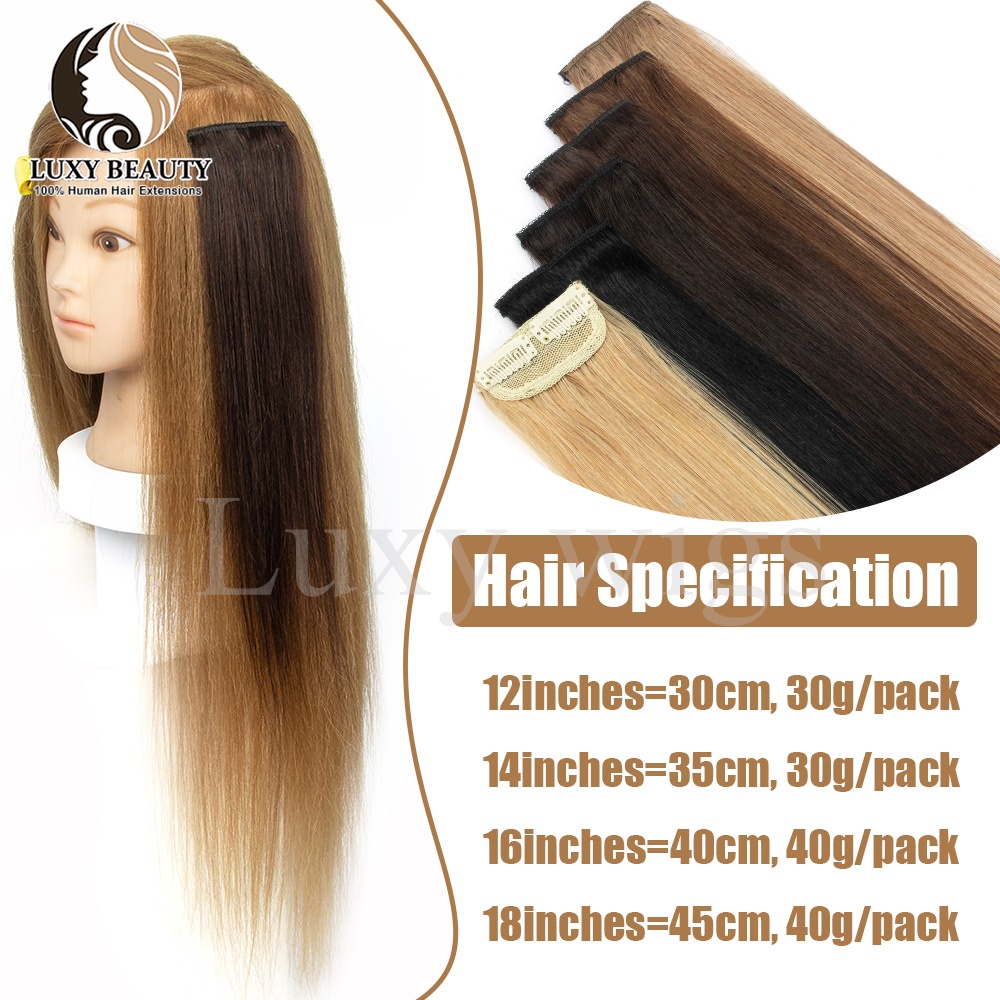 5ピース ショートクリップインヘアエクステ 人毛 ブラウン  - Seamless Clip In Hair Extensions Human Hair のレビューと価格