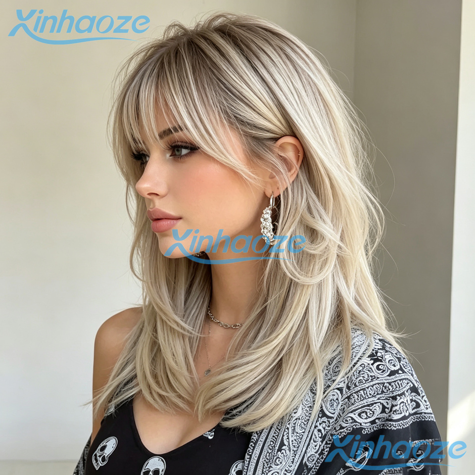 フリンジ付き人毛プラチナブロンドショートブラジリアン13x4 - 613 Blonde Body Wave Lace Front Wig のレビューと価格