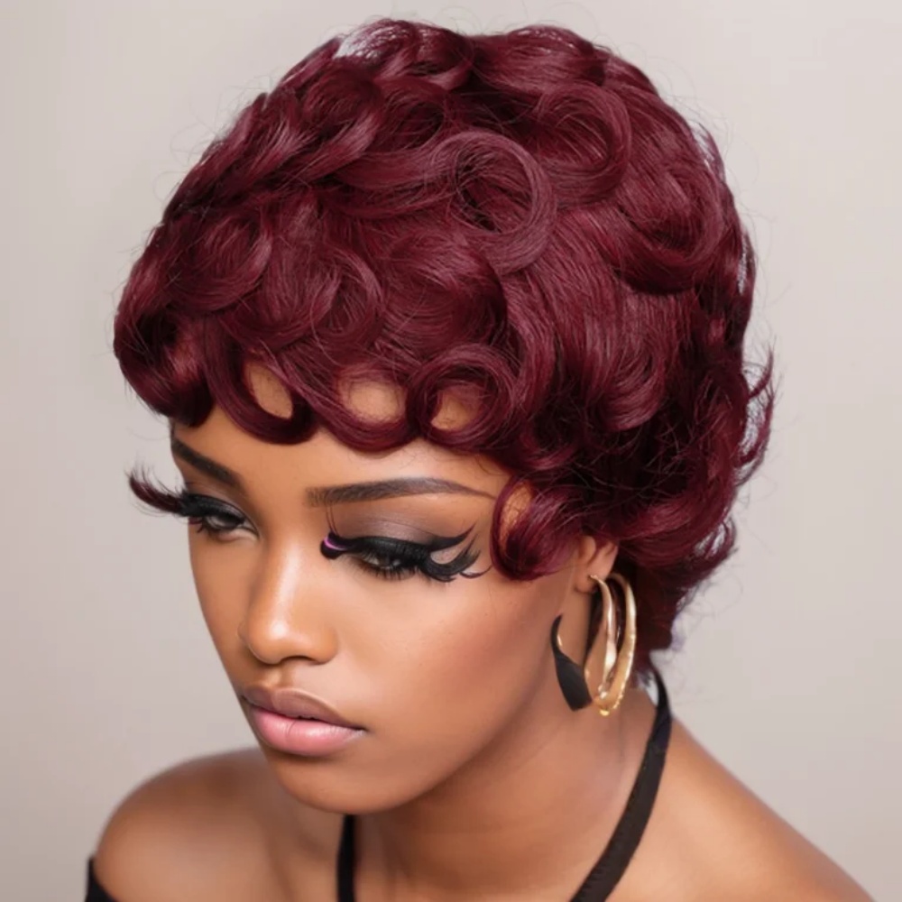 99Jピクシーカットウィッグ人毛ショートカーリー人毛ウィッグ - Short Pixie Cut Wig Human Hair Cheap のレビューと価格