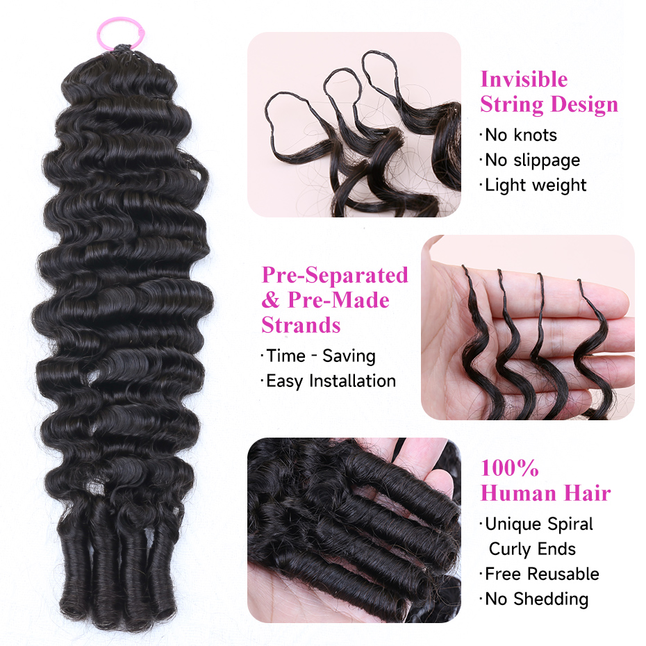 100%人毛フェザークロシェットプレループドインビジブルミラ - Hair Bundles のレビューと価格