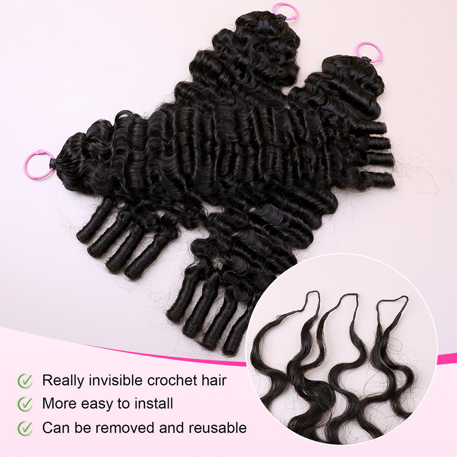 100%人毛フェザークロシェットプレループドインビジブルミラ - Hair Bundles のレビューと価格