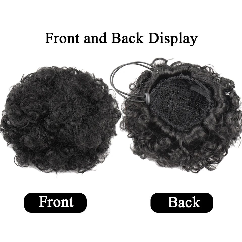アフロパフドローストリングポニーテールエクステンション（黒人 - Drawstring Afro Curly Puff Ponytail のレビューと価格