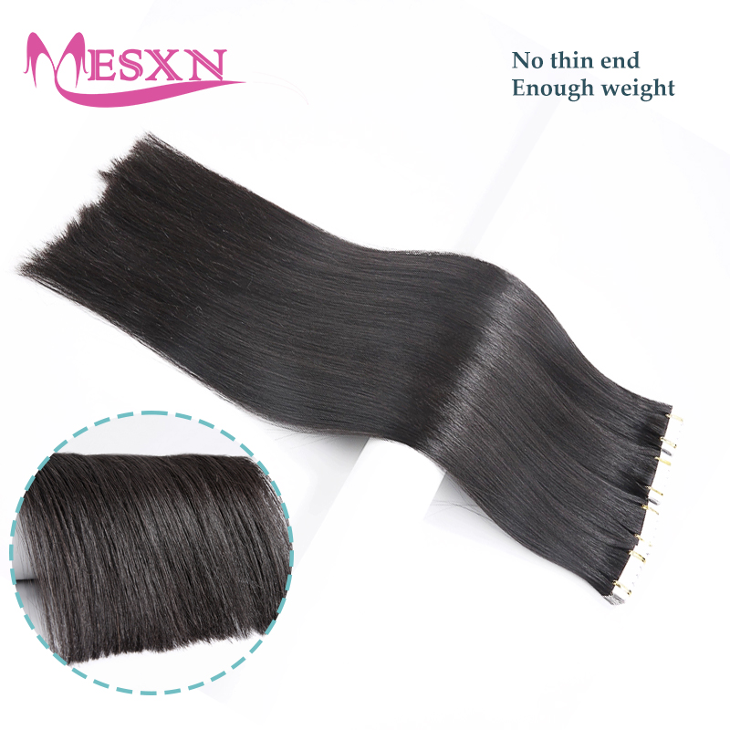 ミニストレートナチュラルヘアエクステンション,サロン用の目に - Invisible Tape In Extensions Real Hair のレビューと価格