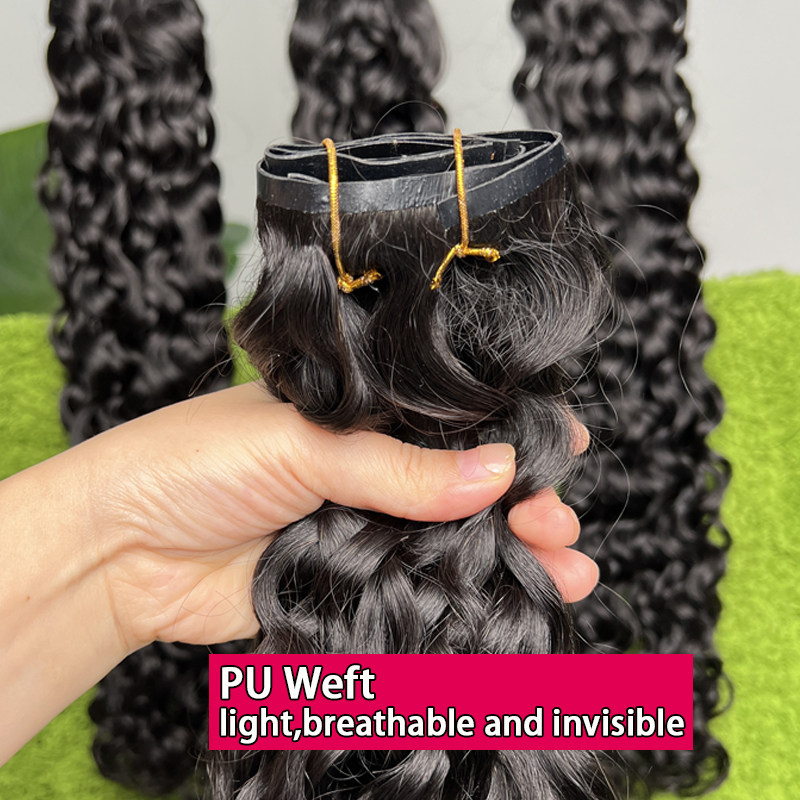 水波ウェーブクリップ式人毛エクステ 100%未加工バージンヘ - Seamless Clip In Hair Extensions Human Hair のレビューと価格