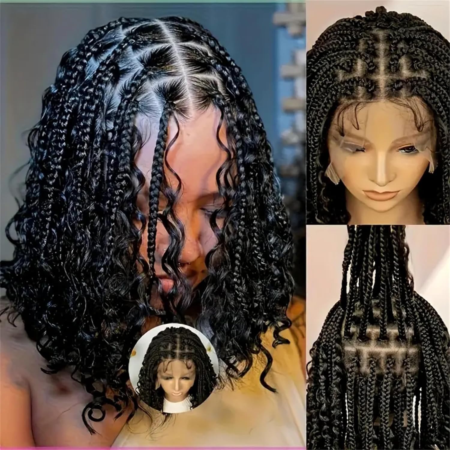 14/16/18インチ ショートノットレスボックスブレイドウ - Synthetic Braided Wigs For Black Women のレビューと価格
