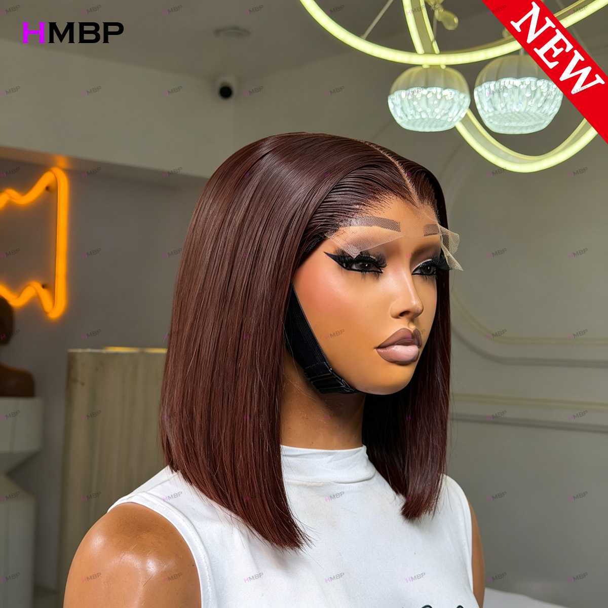 # 33番ダークオーバーンストレートボブウィッグ、350密度 - Glueless Wear And Go Human Hair Wig のレビューと価格