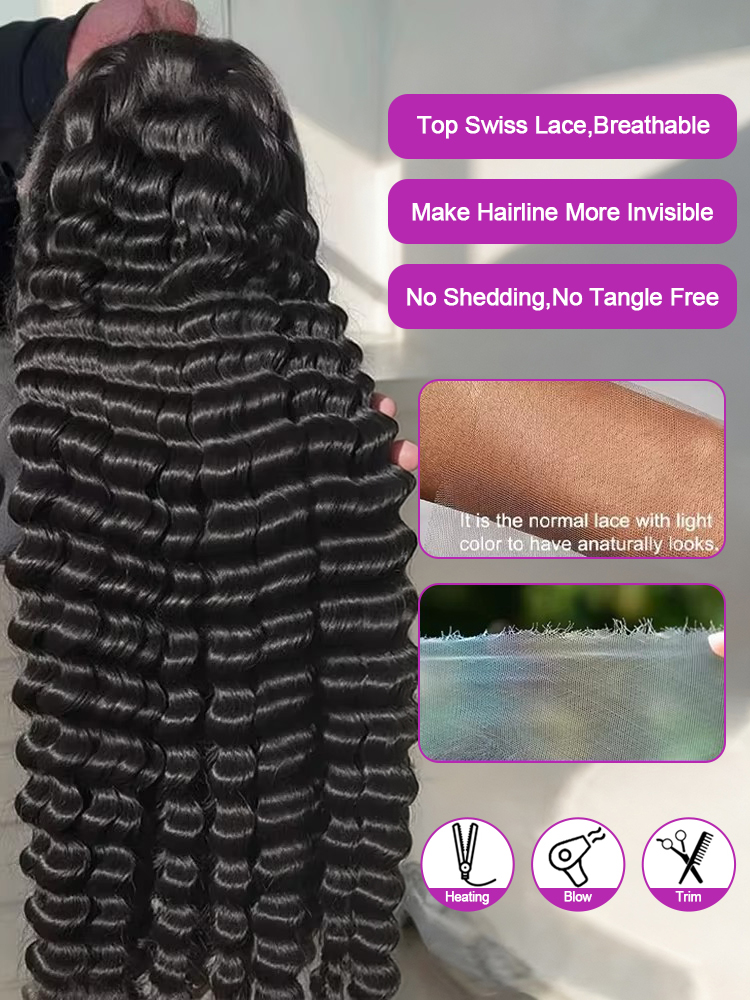 密度250、長さ40～42インチのルーズディープウェーブウィ - Hd Lace Frontal Wig Human Hair Pre Plucked のレビューと価格
