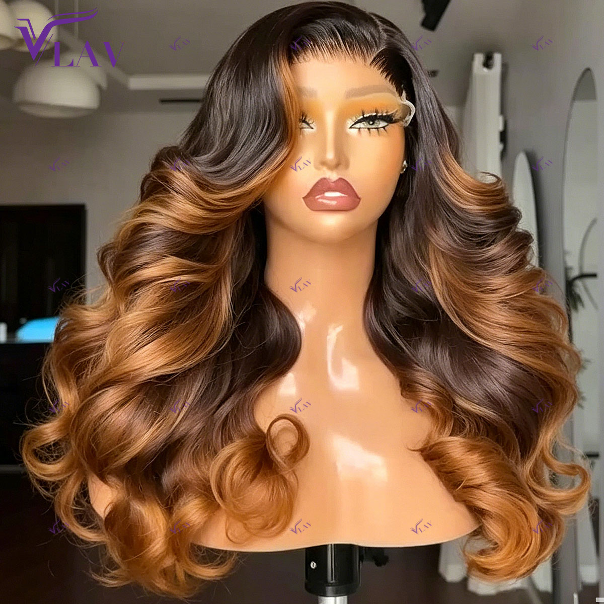 ハイライト入り、13×4/360レース、前髪部分に自然な生え - Glueless Wear And Go Human Hair Wig のレビューと価格