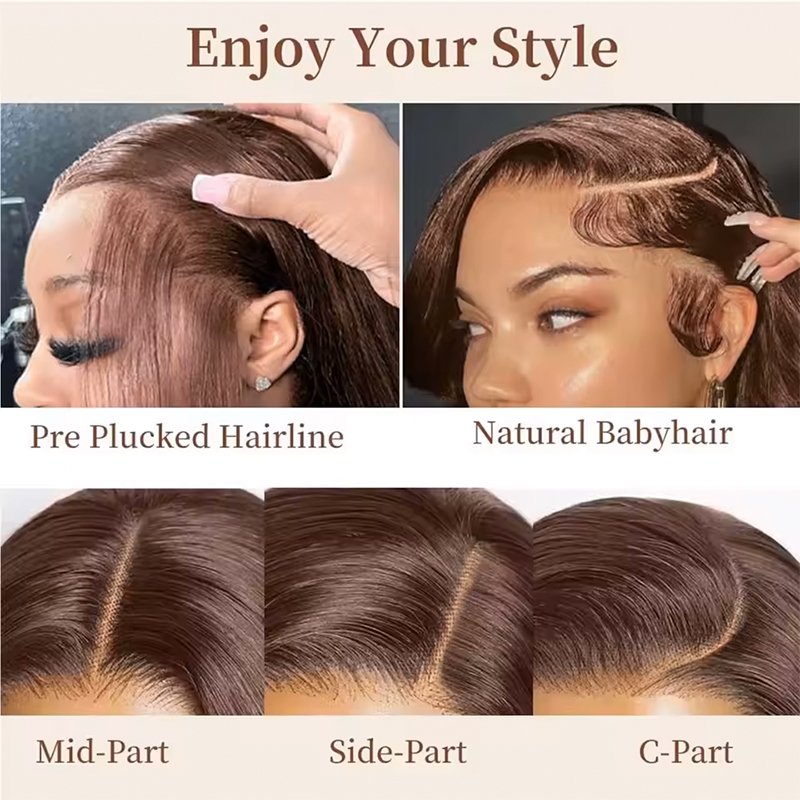 220%高密度34インチチョコレートブラウンボーンストレート - Human Hair Wigs のレビューと価格