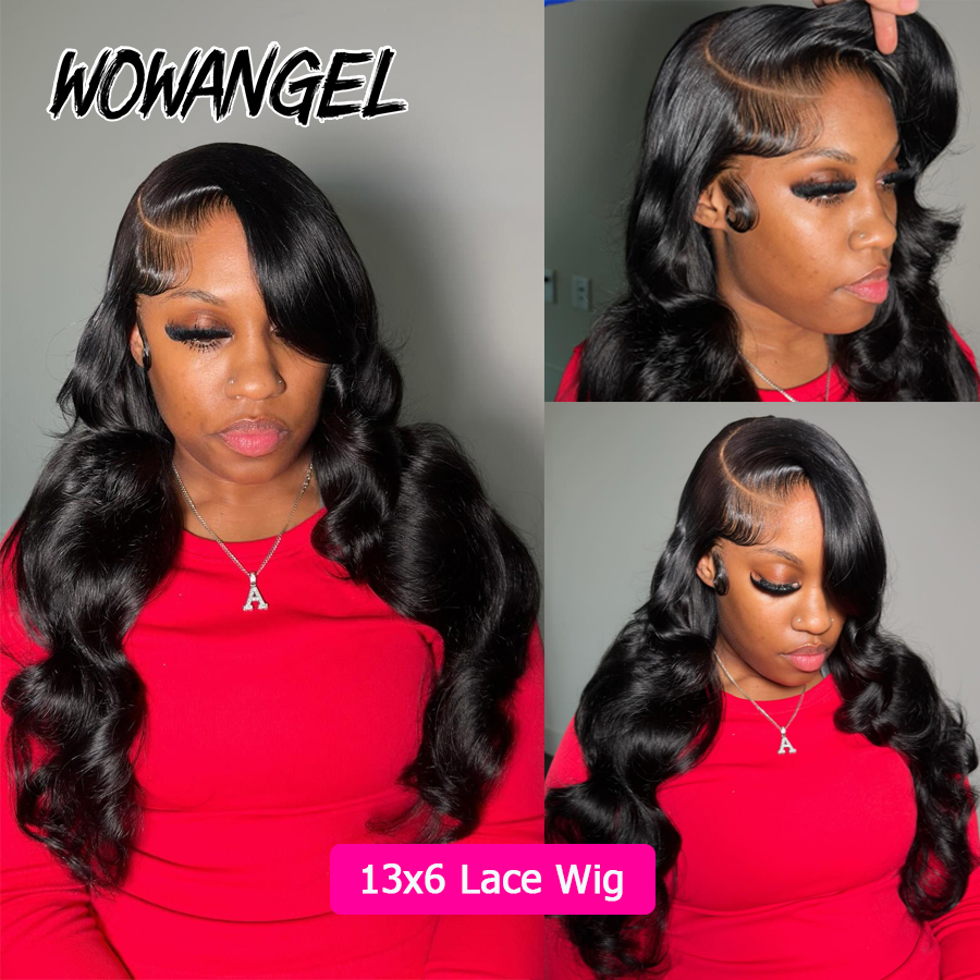 ワオ！エンジェルボディウェーブ ジェットブラック 250%  - Hd Lace Frontal Wig Human Hair Pre Plucked のレビューと価格