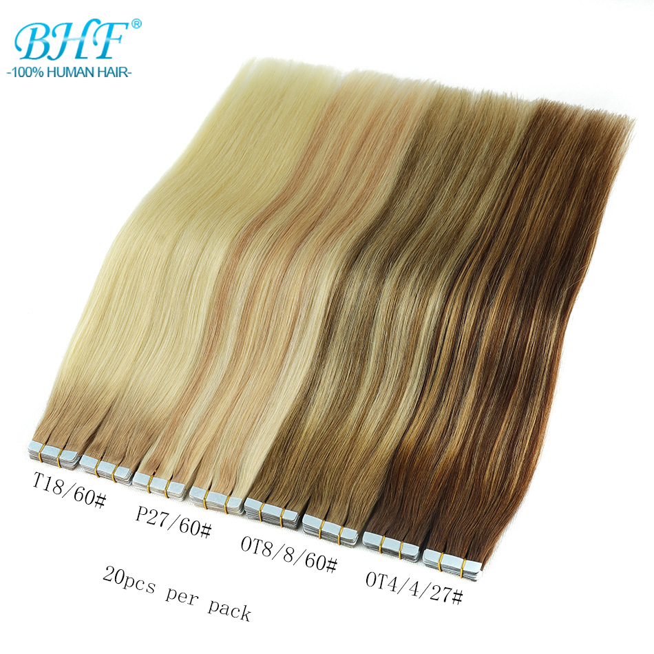BHF テープでヘアエクステンションストレート人毛接着剤目に - Invisible Tape In Extensions Real Hair のレビューと価格