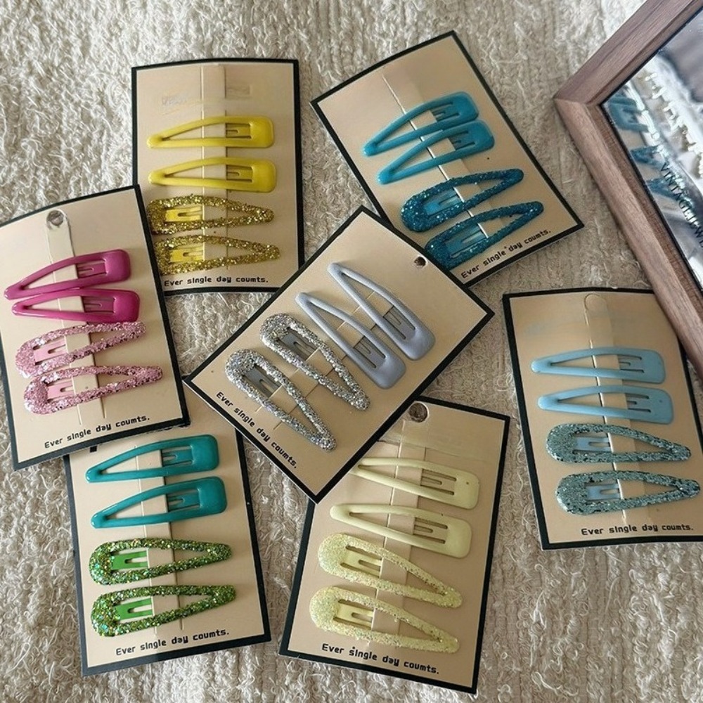 韓国風水滴バレッタ明るいピンクのヘアクリップ女の子子供用前髪 - Hair Clips のレビューと価格
