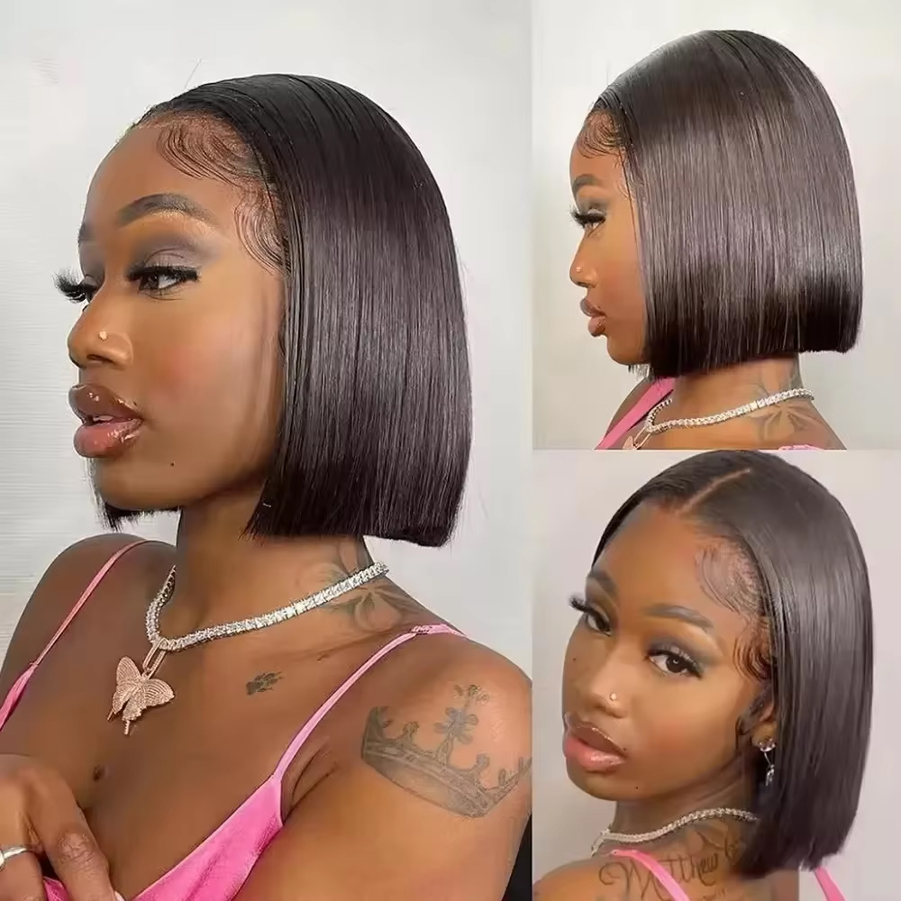 密度250％、ストレート、13x4のレースフロントを使用した - Pre Parted 13X4 Lace Front Bob Wig のレビューと価格