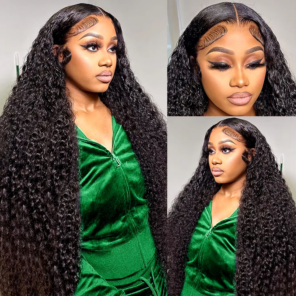 42インチ ブラジリアンバージン人毛 ジェリーカーリーウェー - Lace Front Wigs のレビューと価格