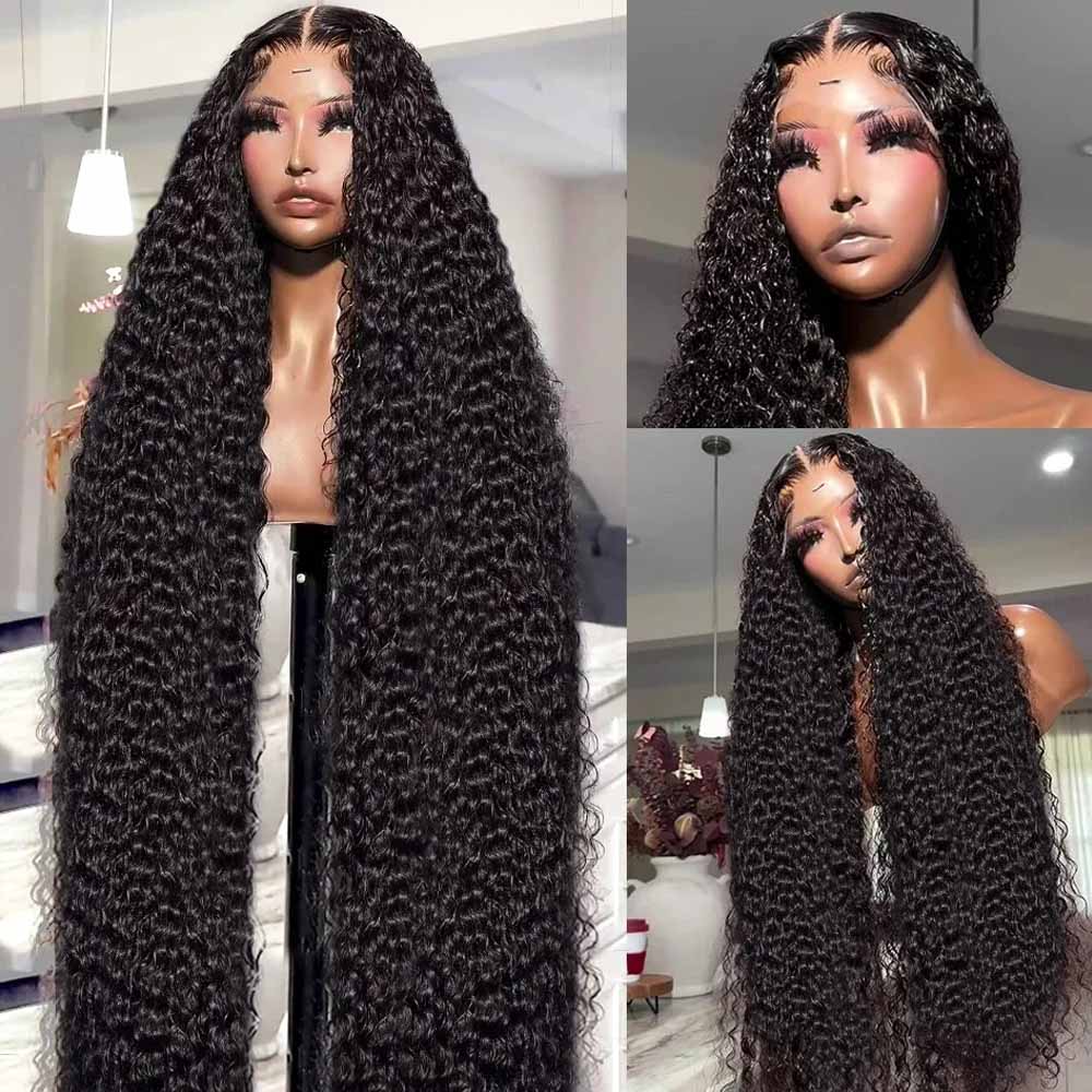 42インチ ブラジリアンバージン人毛 ジェリーカーリーウェー - Lace Front Wigs のレビューと価格