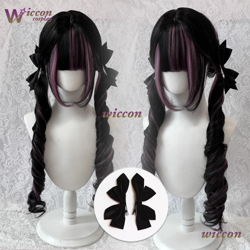 コミック ‌ 黒ウィッグ ピンク付き コスプレウィッグ 前髪 - Human Hair Wigs のレビューと価格