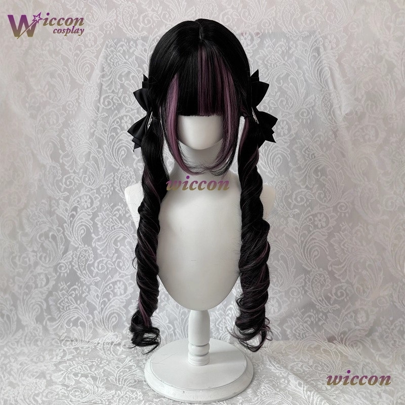 コミック ‌ 黒ウィッグ ピンク付き コスプレウィッグ 前髪 - Human Hair Wigs のレビューと価格